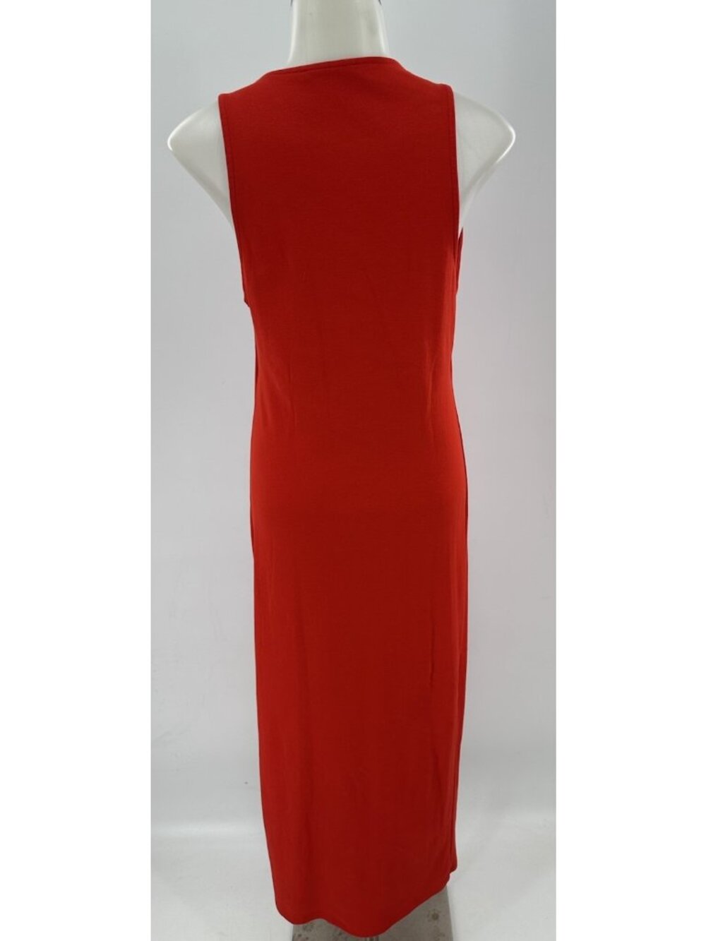 ZARA Red Knit Maxi Tank Dress Sleeveless Scoop Neck Bodycon Casual Chic Large - Picture 7 of 8